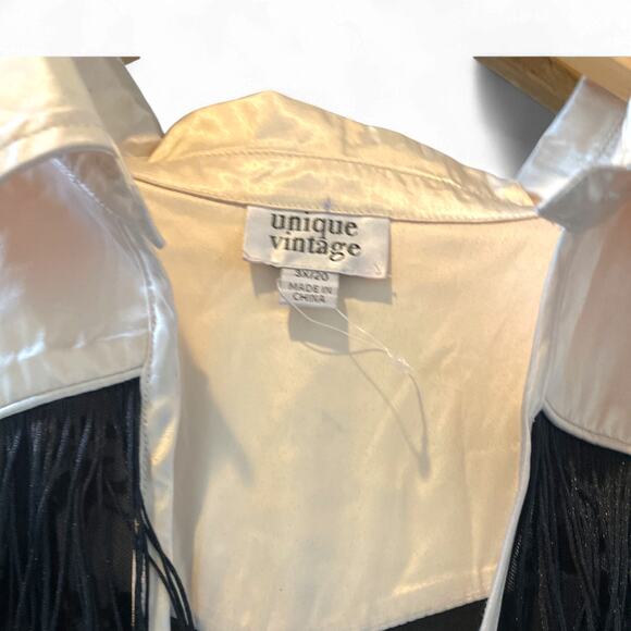 Unique Vintage 1950s Black Flocked  Dia De Los Muertos Duster Sz #3 M #50 - Picture 3 of 5